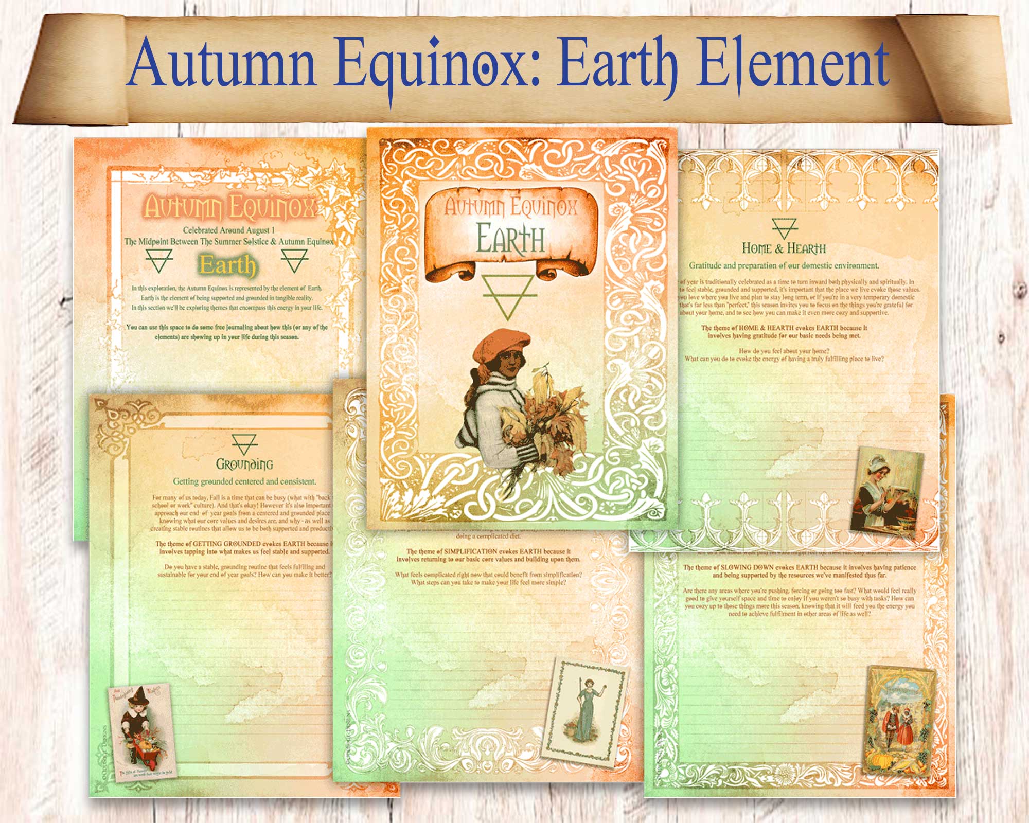 Autumn Equinox Earth Element Grimoire Prompt Pages Large
