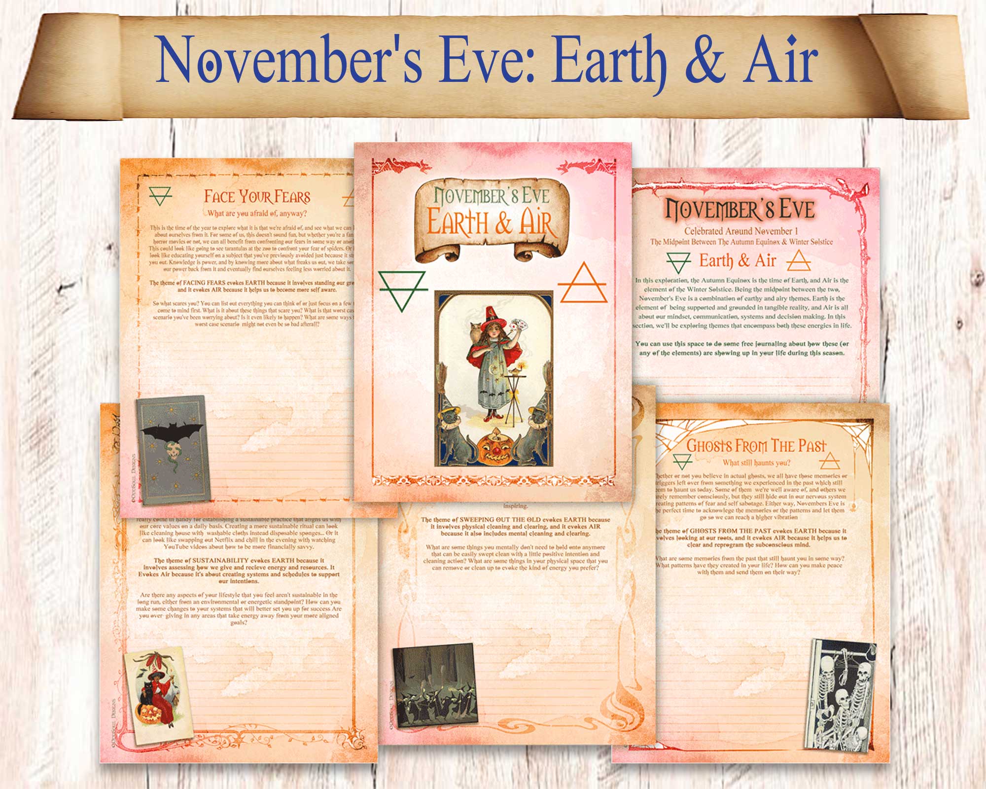 November's Eve Earth And Air Element Grimoire Prompt Pages