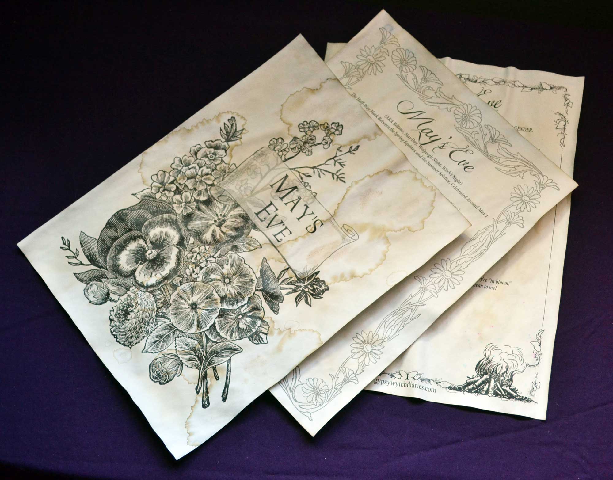 May's Eve Beltane Grimoire Prompt Pages Large Black And White