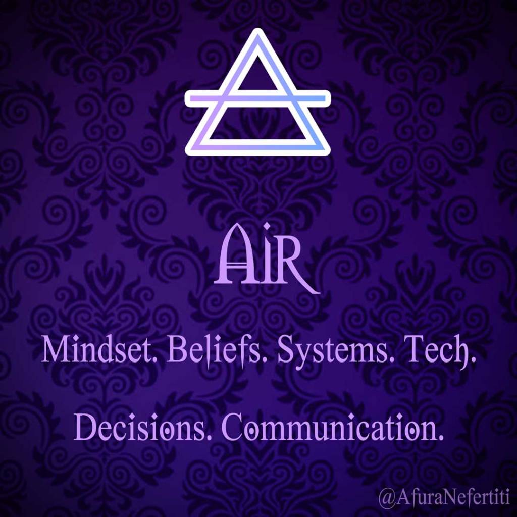 air element correspondences graphic by afura nefertiti